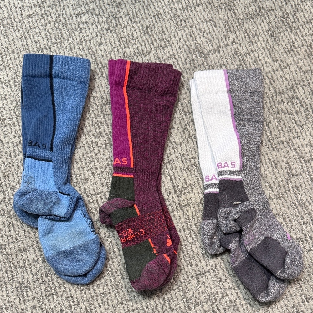 Bombas Women's Crew Socks - Blue, Maroon & White/Gray Set